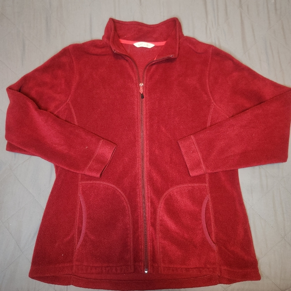 Woolrich Ruby Red Unisex Sz XL Thermal Fleece Full Zip Jacket Long Sleeve Winter